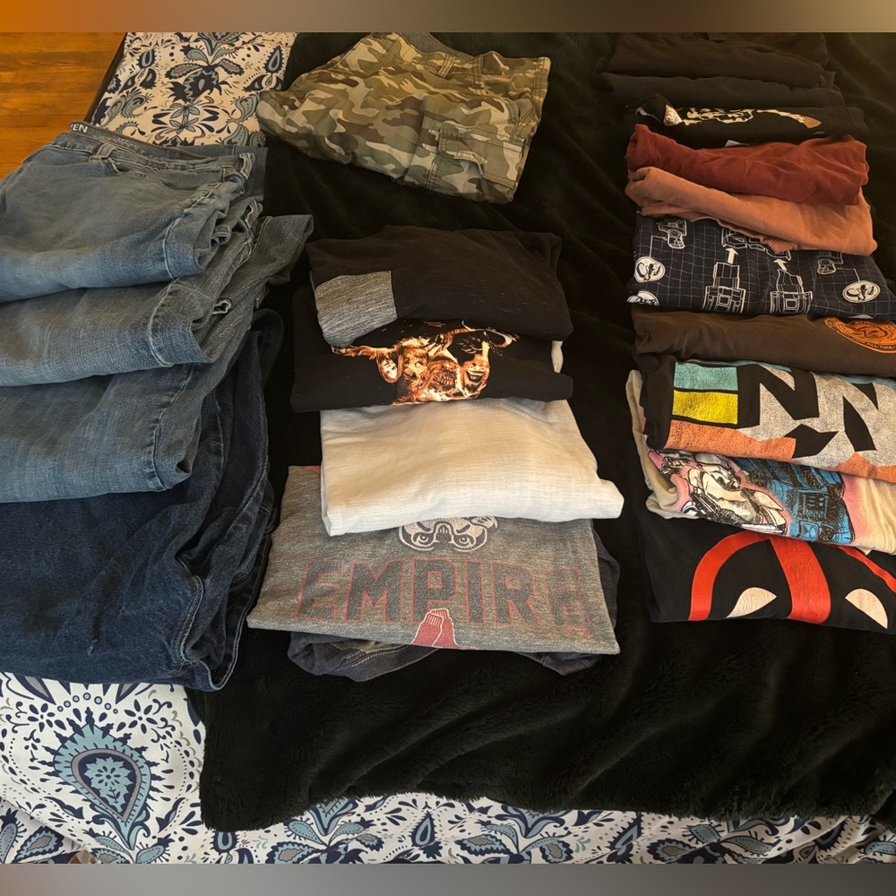 Mixed Men's Casual Tops and Jeans - Black, Gray, Blue, Olive